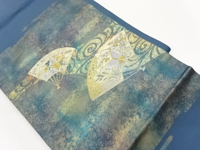 JAPANESE KIMONO / HIKIFOIL NAGAREZU / FAN / FLOWERS / BUTTERFLIES / WO